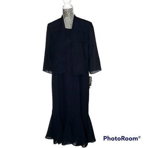 New, with tags. Navy Blue Danny & Nicole Two Piece Dress, Size 14